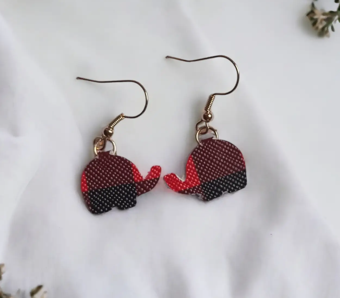 The Elephant Petite Drops Faux Leather Earrings - Red