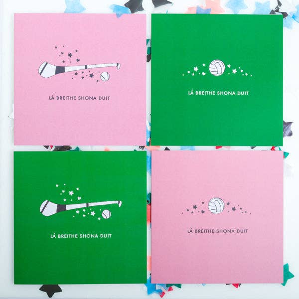 Lá Breithe Shona Duit - Gaelic Football Pink Birthday Card