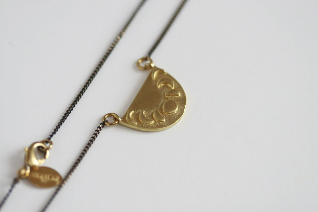 Brass Moon Phase Necklace | Celestial | Kaiko Studio