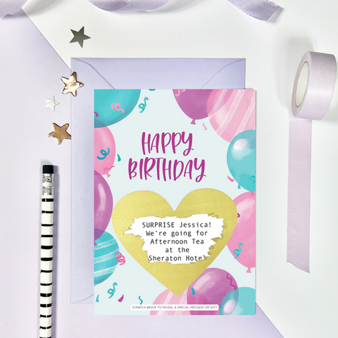 Birthday Balloons Scratch Card