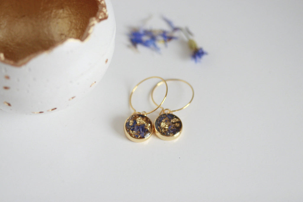 Cornflower Petal Confetti Earrings | Blue