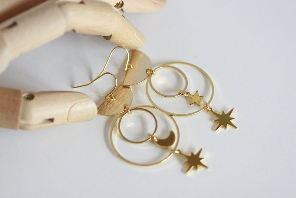 Celestial Moon & Star Earrings | Statement