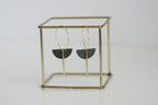 Black Brass Moon Earrings | Hoop