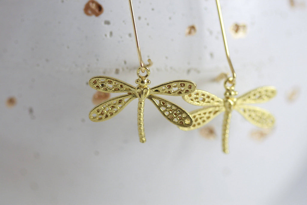 Intricate Dragonfly Earrings | Brass | Kaiko Studio