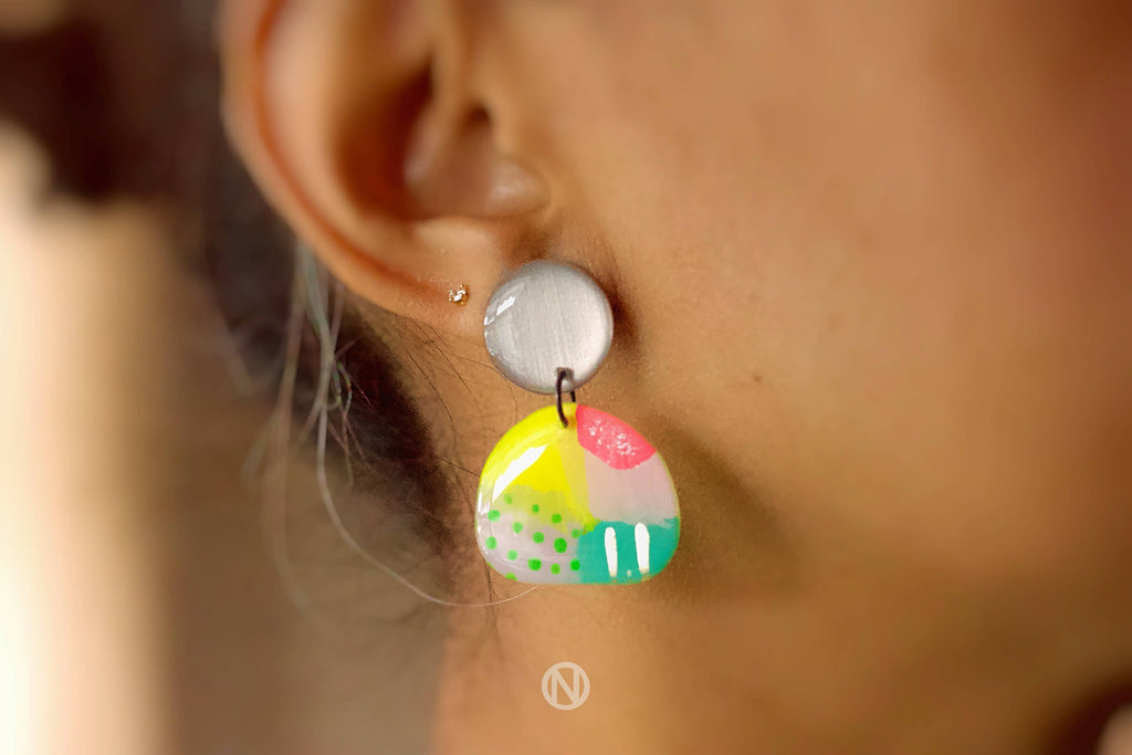 Polka Abstract Statement Earrings - Handmade to Order