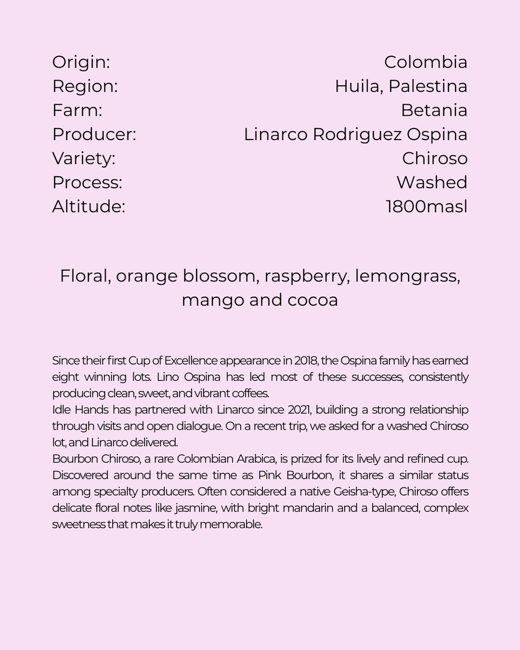 Finca Betania | Columbia | Blind Monkey Coffee (250g Wholebean Coffee)