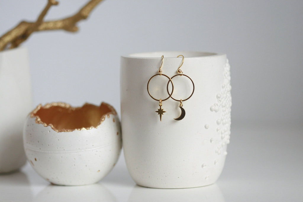 Moon & North Star Earrings | Celestial