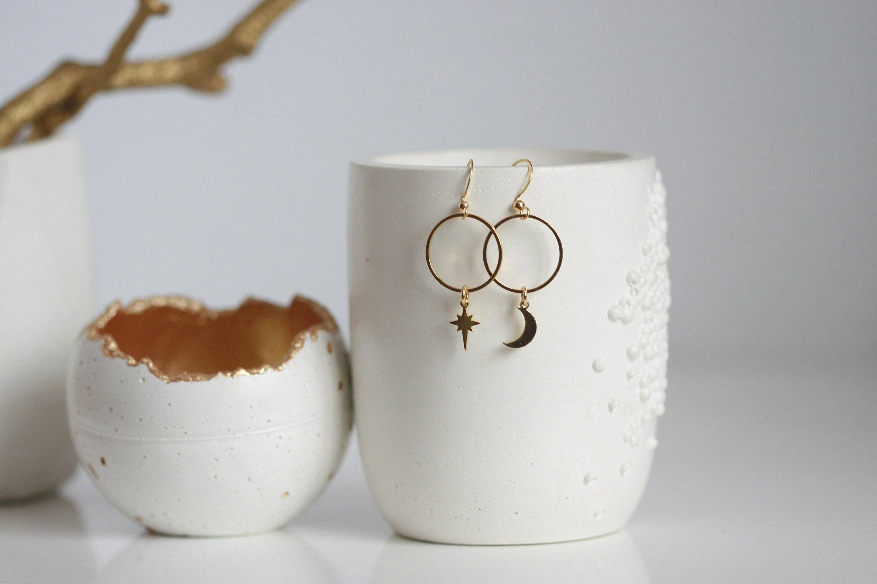 Moon & North Star Earrings | Celestial