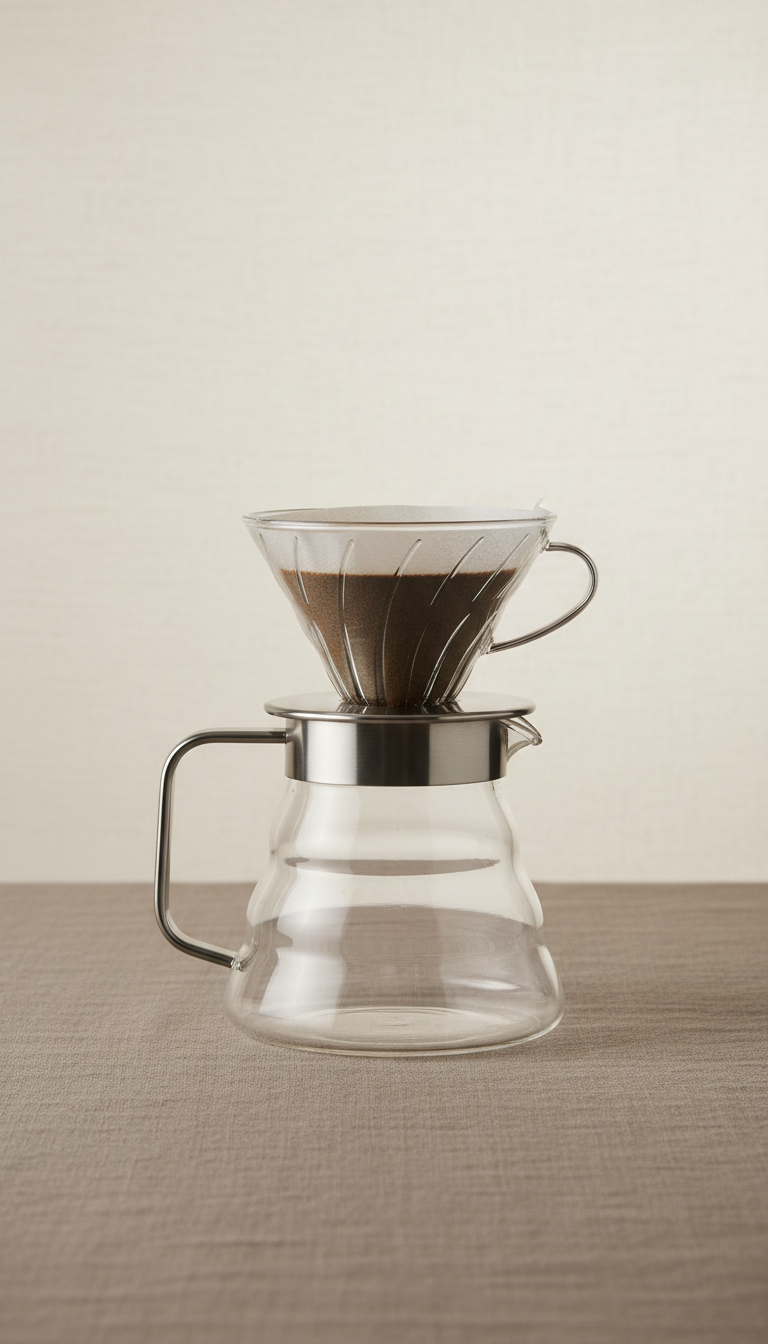 Artisan Glass and Steel Coffee Pour-Over Set