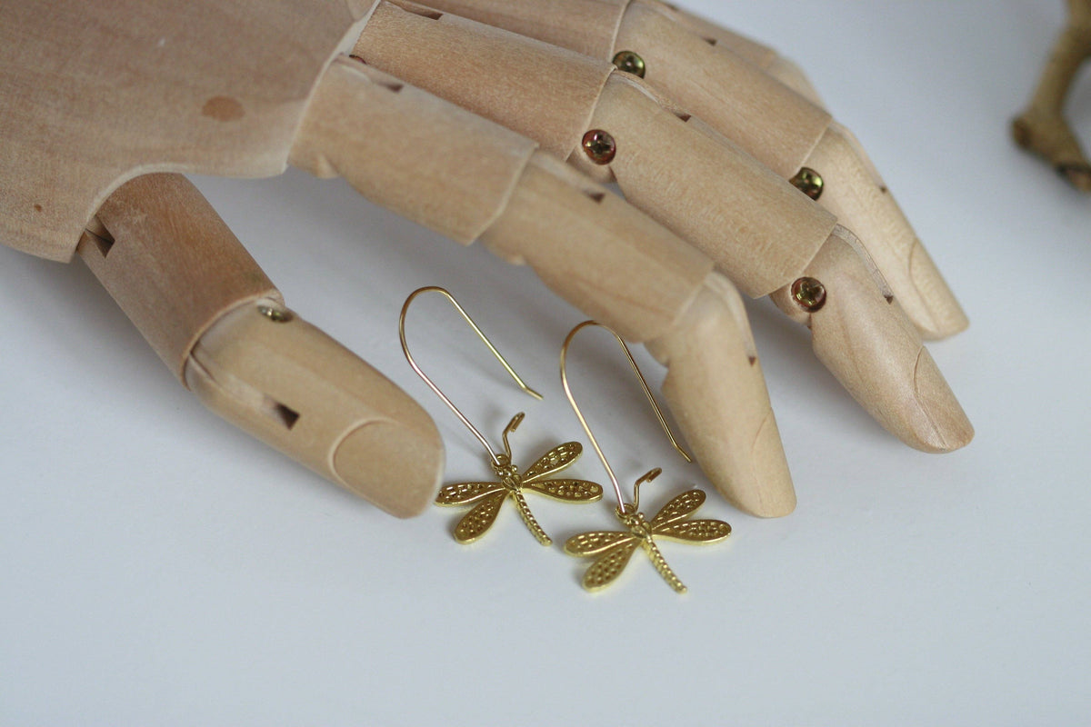 Intricate Dragonfly Earrings | Brass | Kaiko Studio