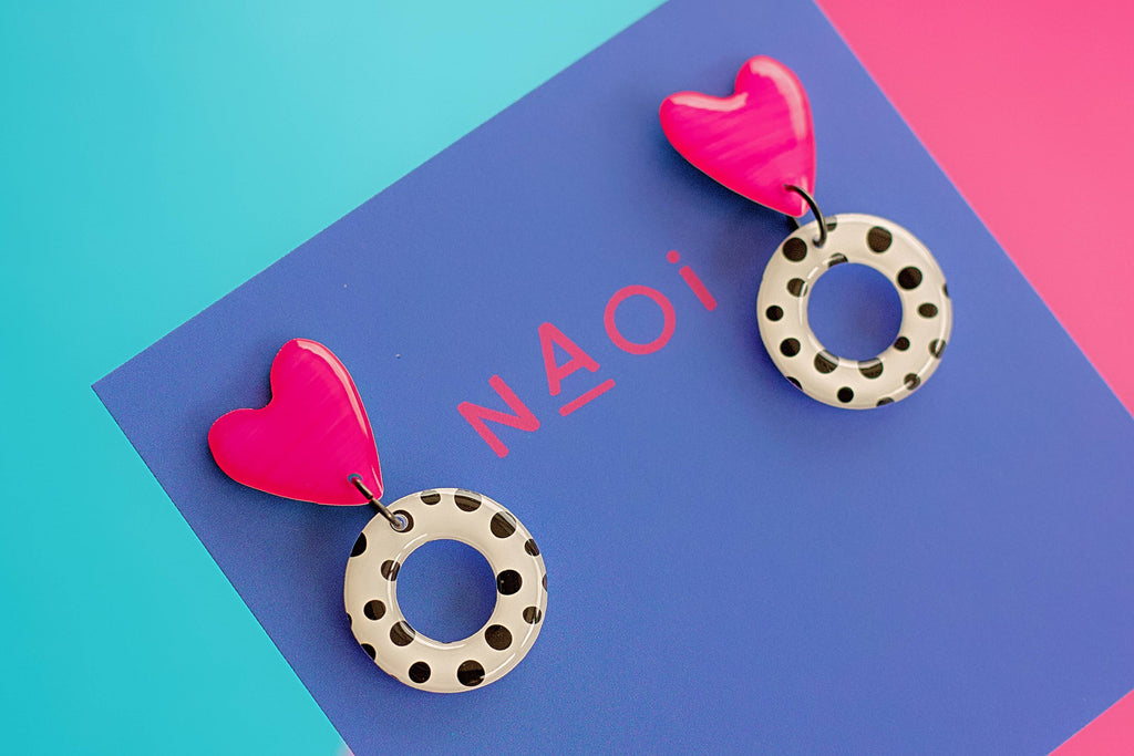 Polka Ring Mini Statement Earrings - Handmade to Order