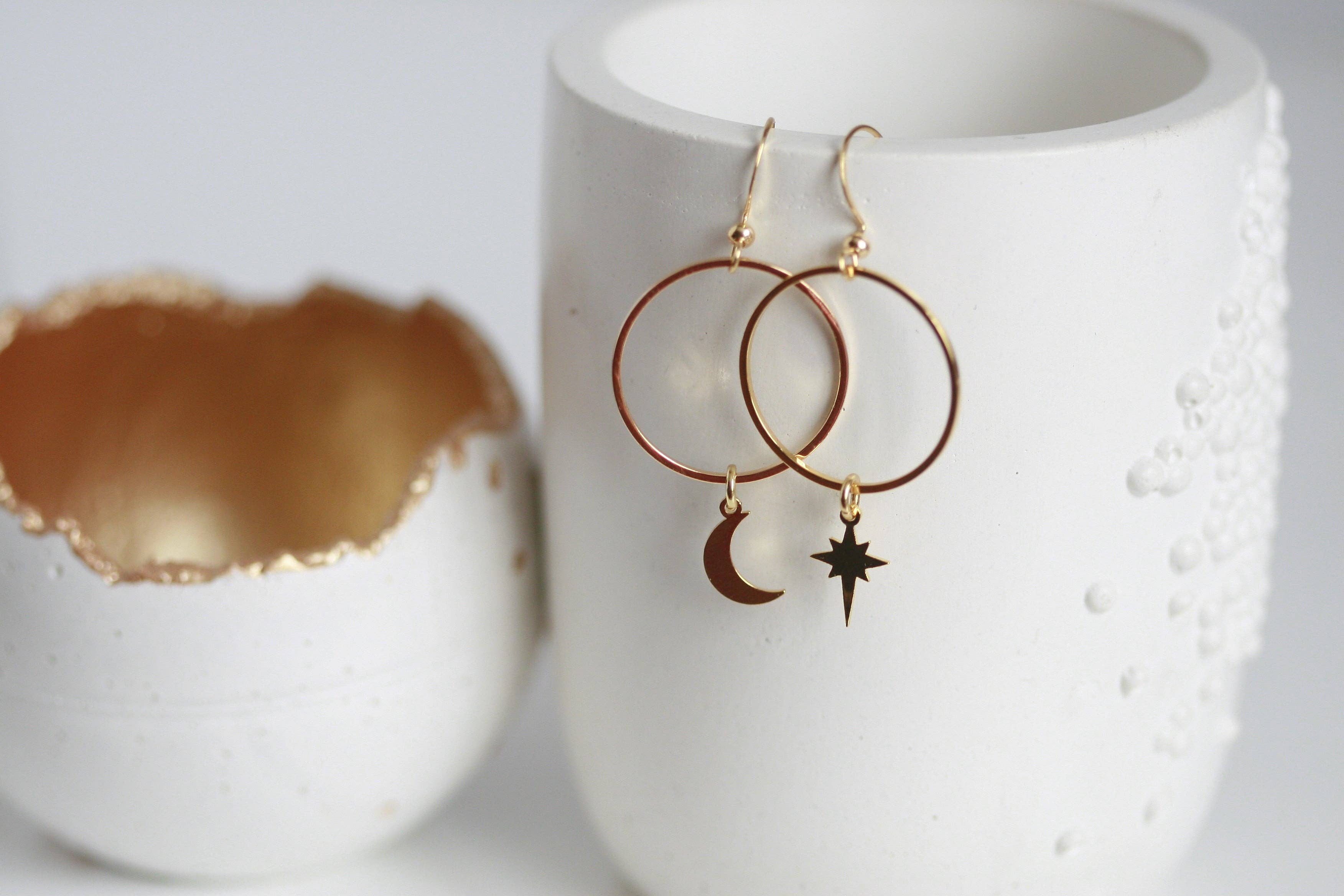 Moon & North Star Earrings | Celestial