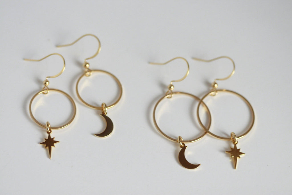 Moon & North Star Earrings | Celestial