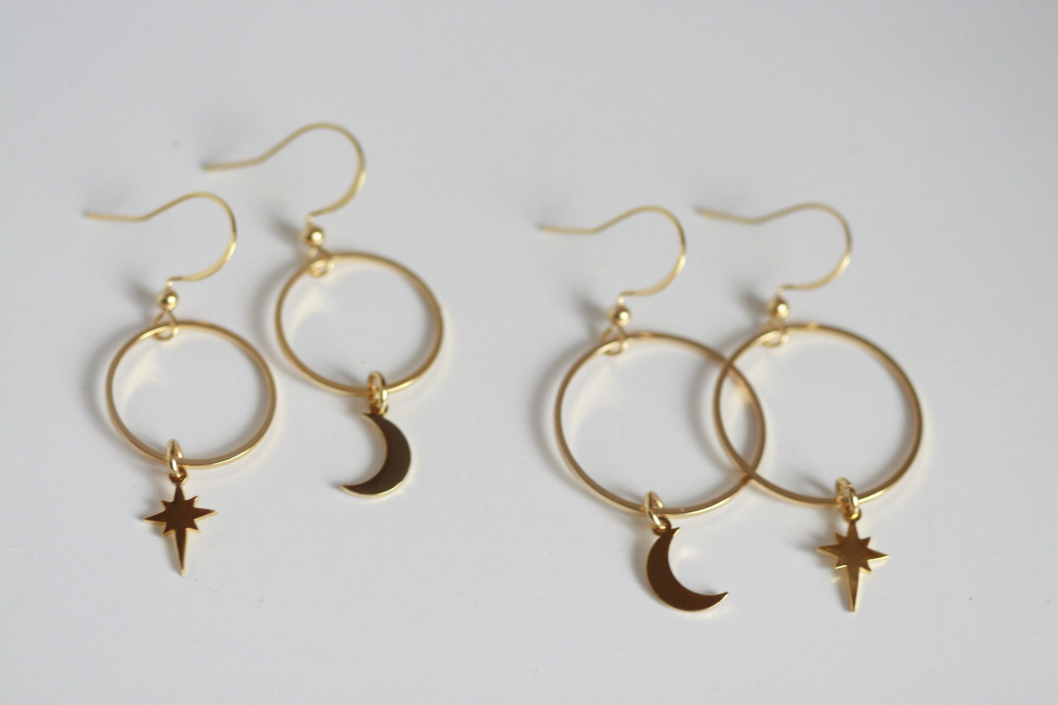 Moon & North Star Earrings | Celestial