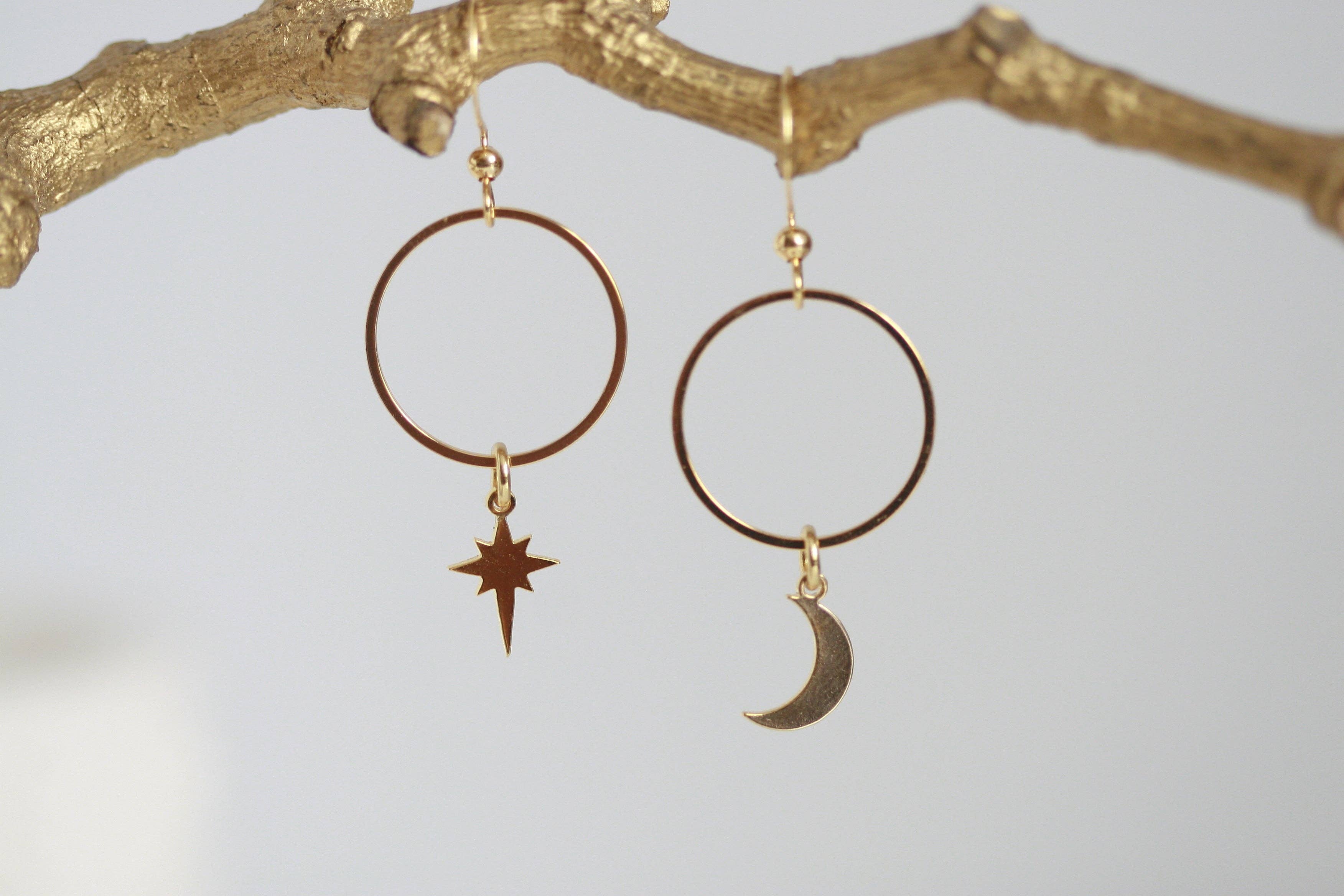 Moon & North Star Earrings | Celestial