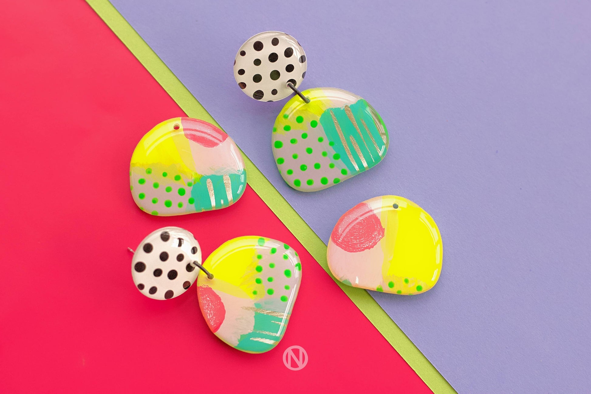 Polka Abstract Statement Earrings - Handmade to Order