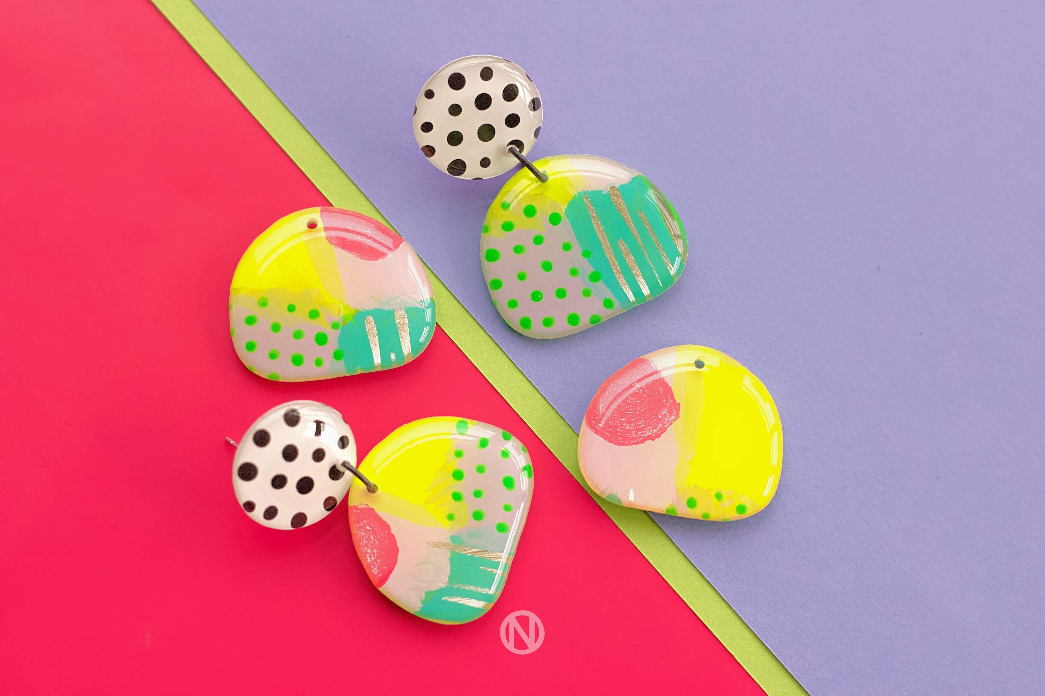 Polka Abstract Statement Earrings - Handmade to Order