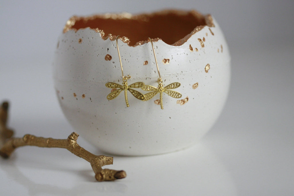 Intricate Dragonfly Earrings | Brass | Kaiko Studio