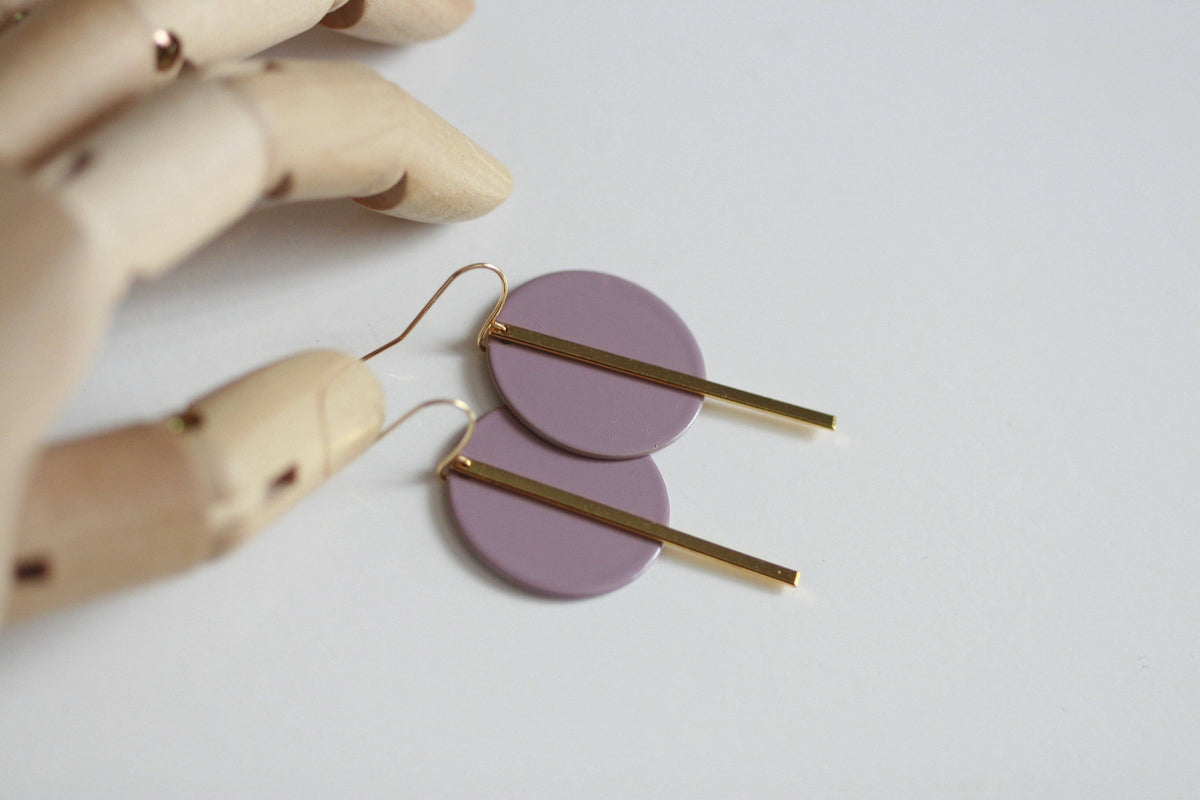 Lavender Purple & Gold Statement Earrings | Kaiko Studio