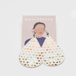 Leather Earrings - White & Gold Polka