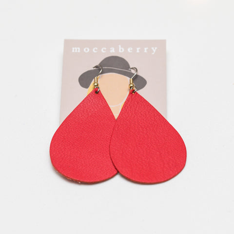 Leather Earrings - Red