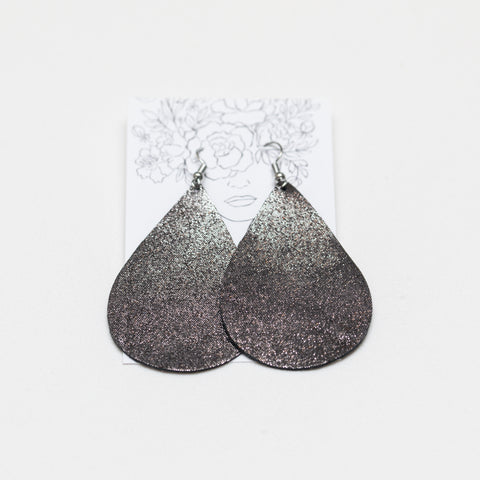 Leather Earrings - Black Shimmer