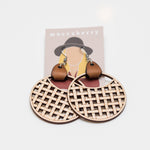 Wood and Leather Earrings Basket Weave Earrings Geometric