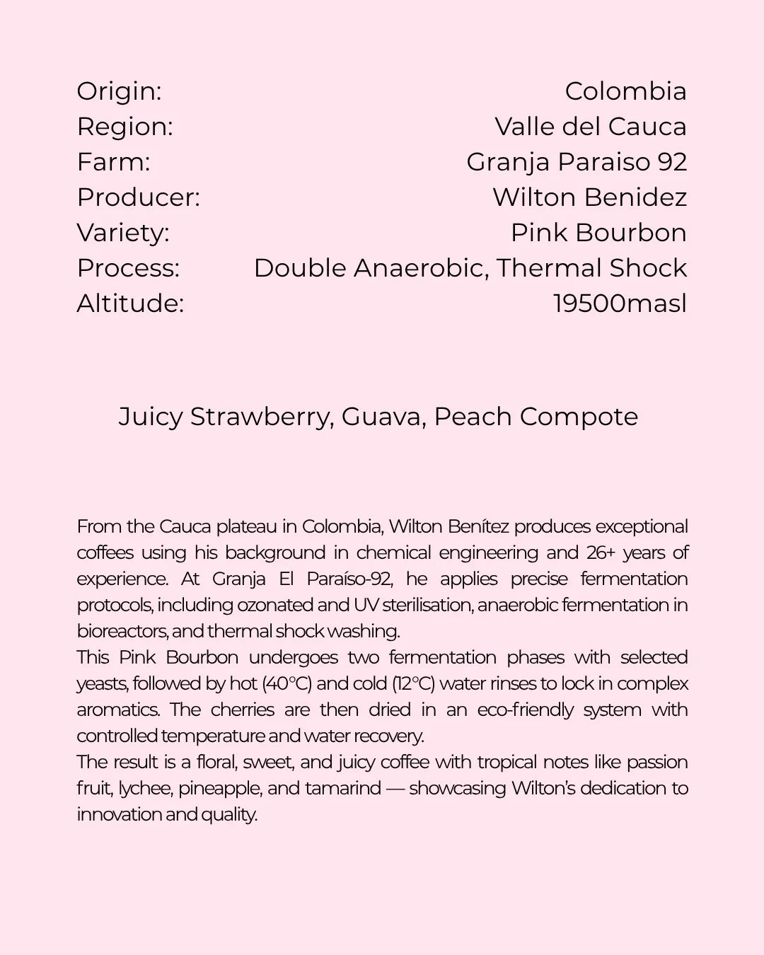 Pink Ballerina | Granja Paraiso 92 | Colombia | Filter roast 200g