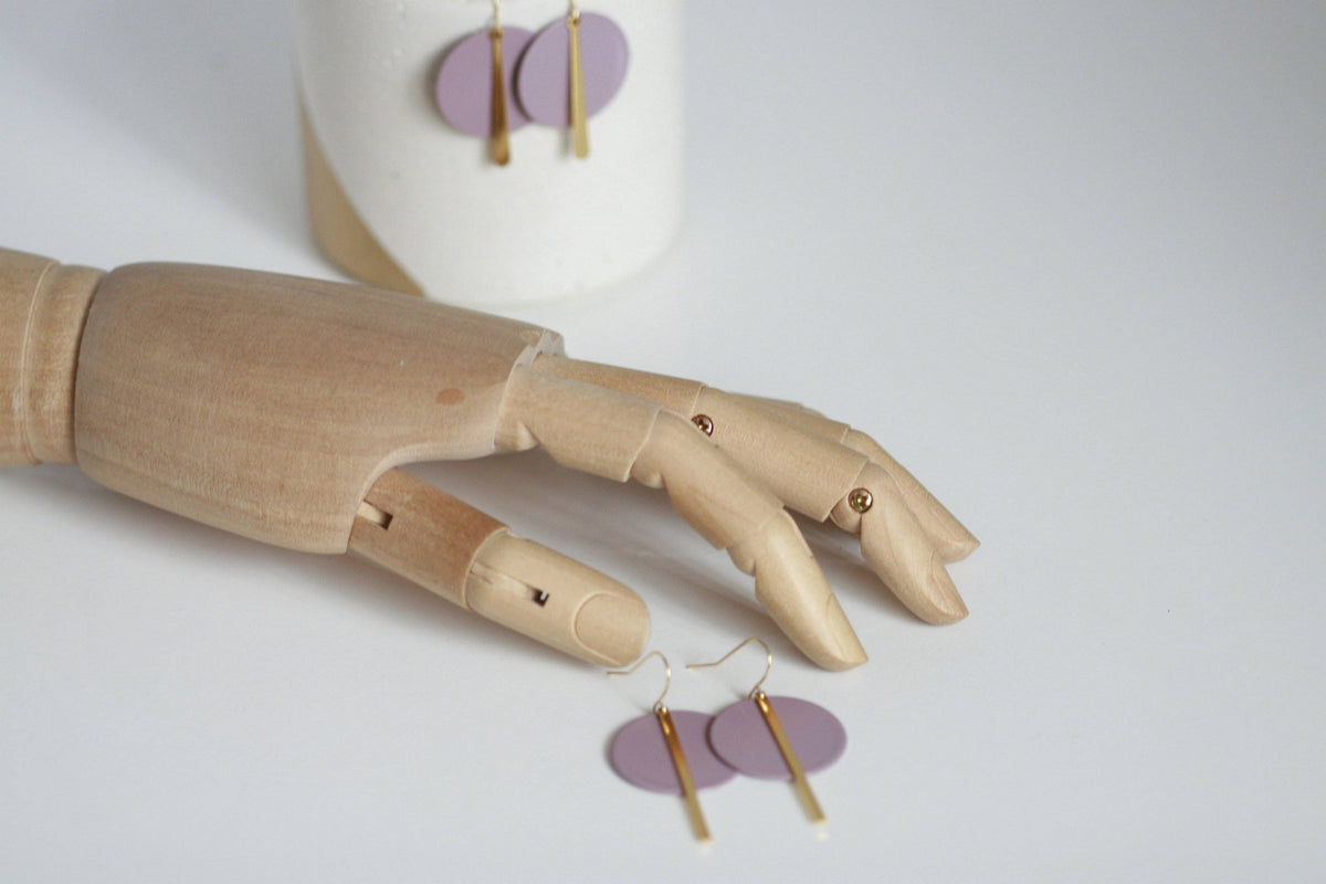 Lavender Purple & Gold Statement Earrings | Kaiko Studio