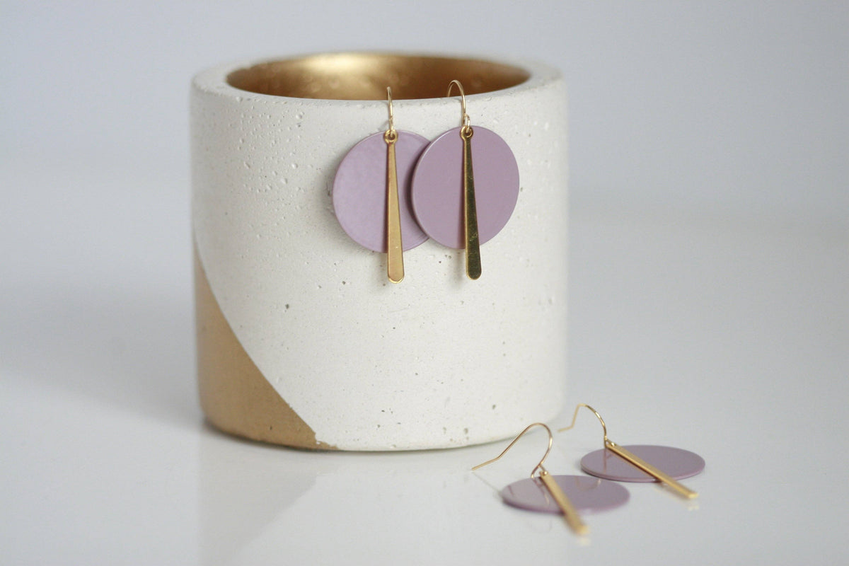 Lavender Purple & Gold Statement Earrings | Kaiko Studio
