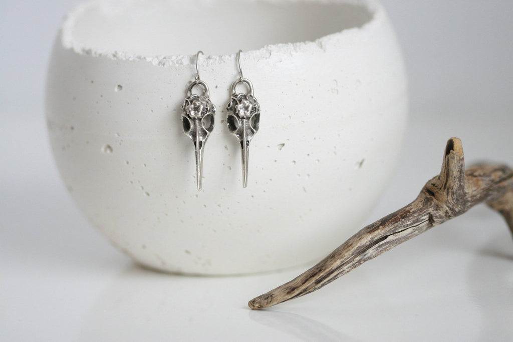 Silver Plated Skull Earrings | Blackbird