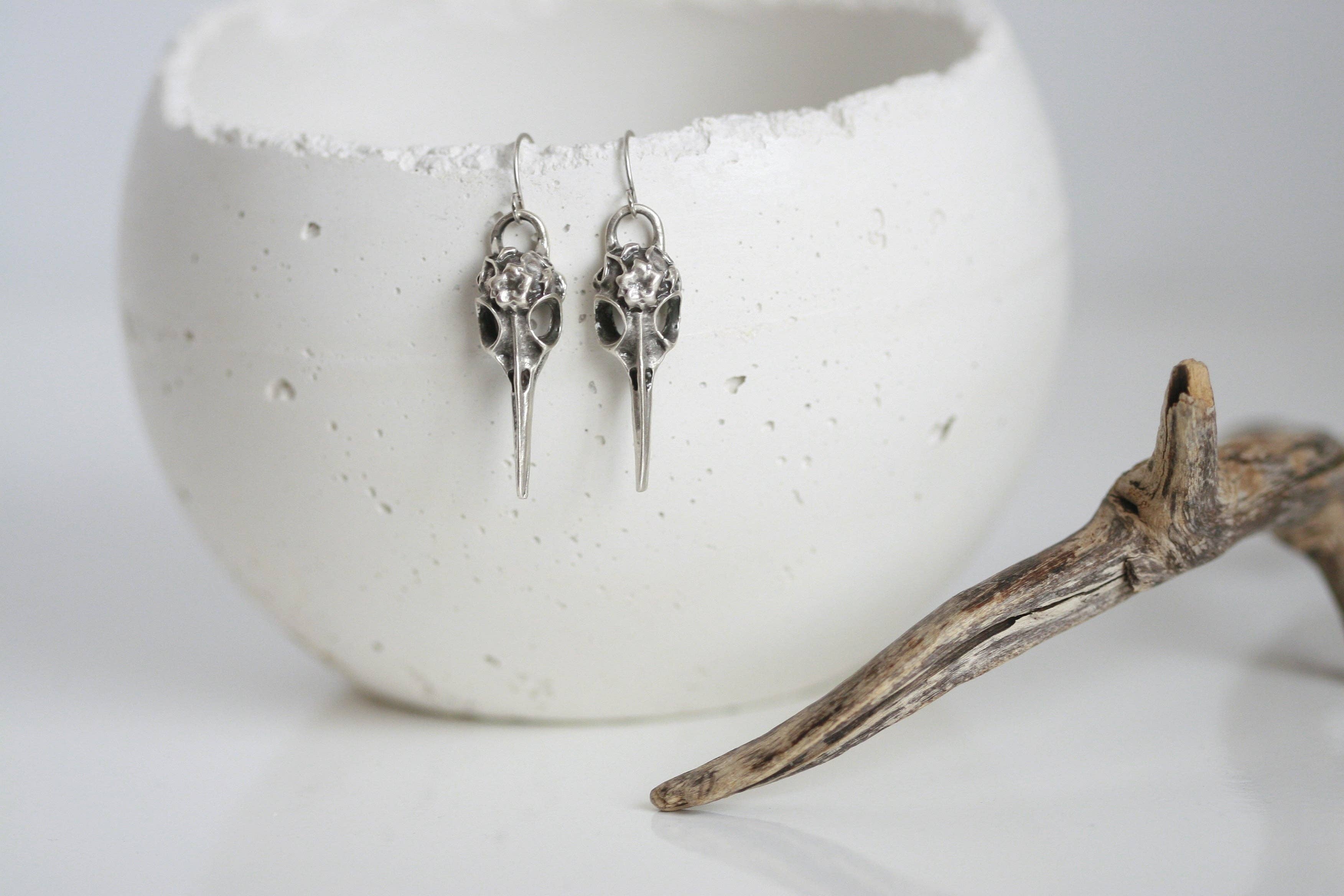 Silver Plated Skull Earrings | Blackbird