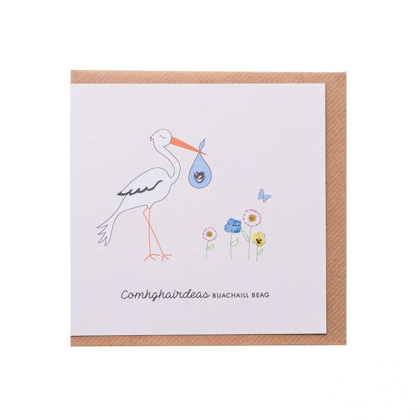 Irish Stork baby Boy Congratulations Card