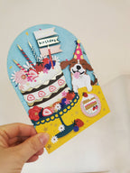 Dog birthday cake - paper cut card