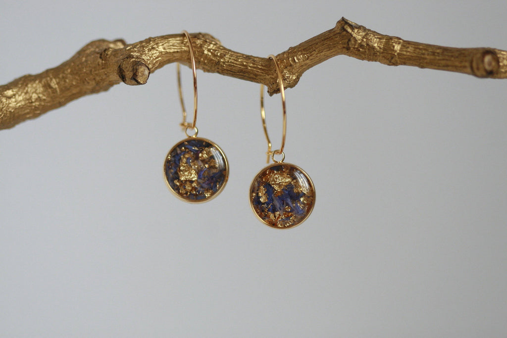 Cornflower Petal Confetti Earrings | Blue