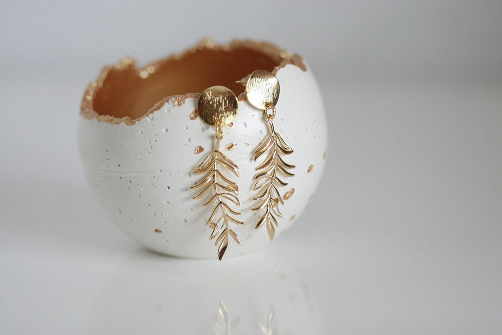 Long Leaf Studs | Tropical Earrings