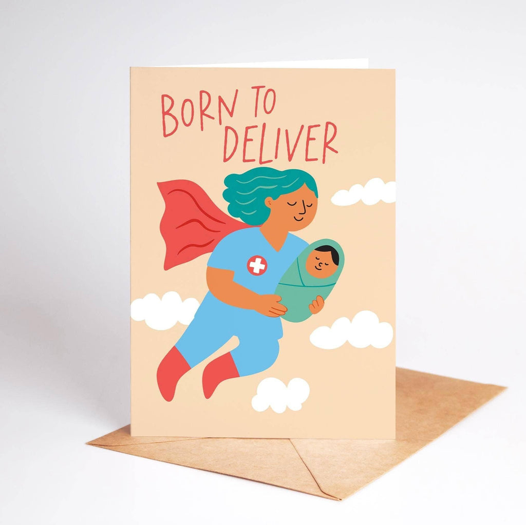 Midwife Born to Deliver, Nurse Thank You Card, Appreciation Card for Labor and Delivery Nurse