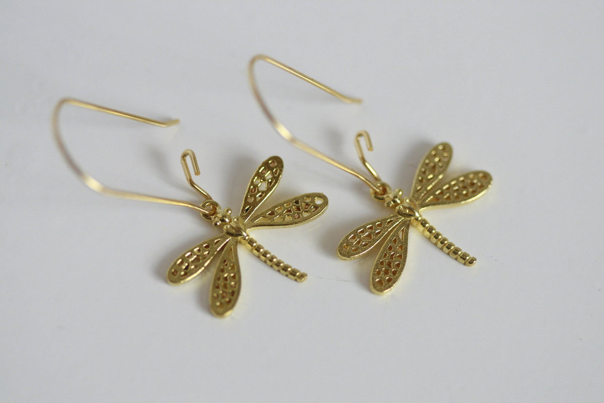 Intricate Dragonfly Earrings | Brass | Kaiko Studio