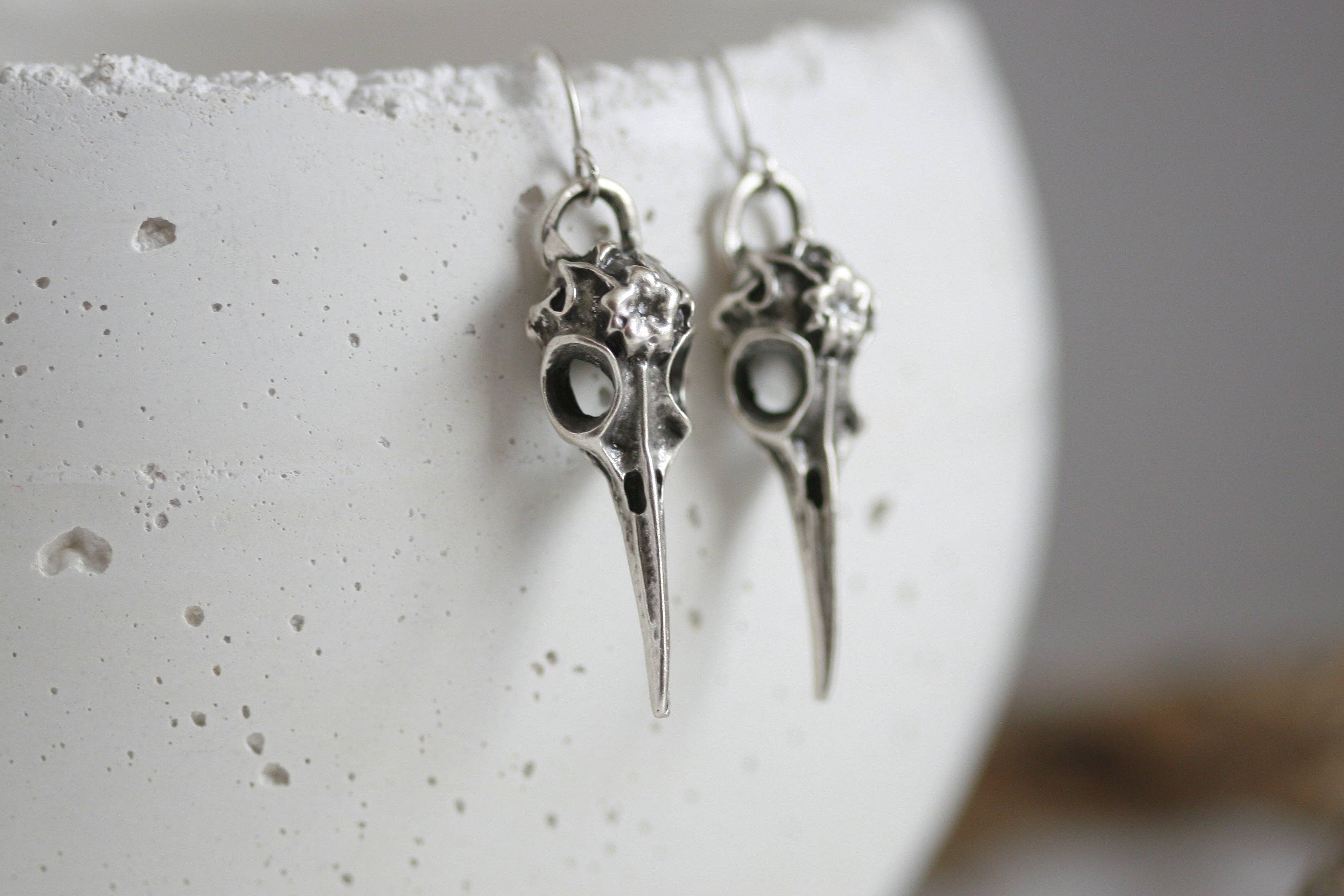 Silver Plated Skull Earrings | Blackbird