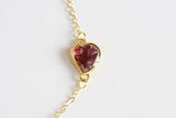 Rose Petal & Gold Leaf Heart Necklace | Tiny Botanical Jewellery