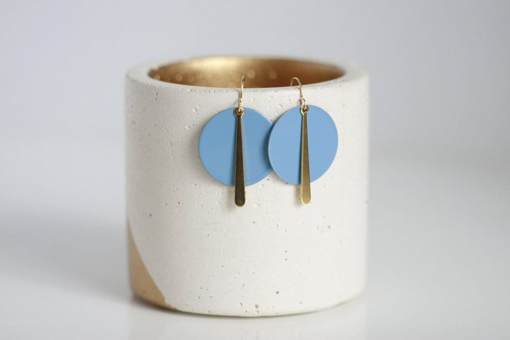 Sky Blue & Gold Statement Earrings | Kaiko Studio
