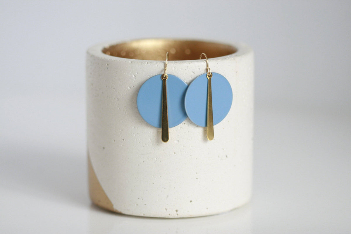 Sky Blue & Gold Statement Earrings | Kaiko Studio
