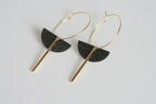 Black Brass Moon Earrings | Hoop