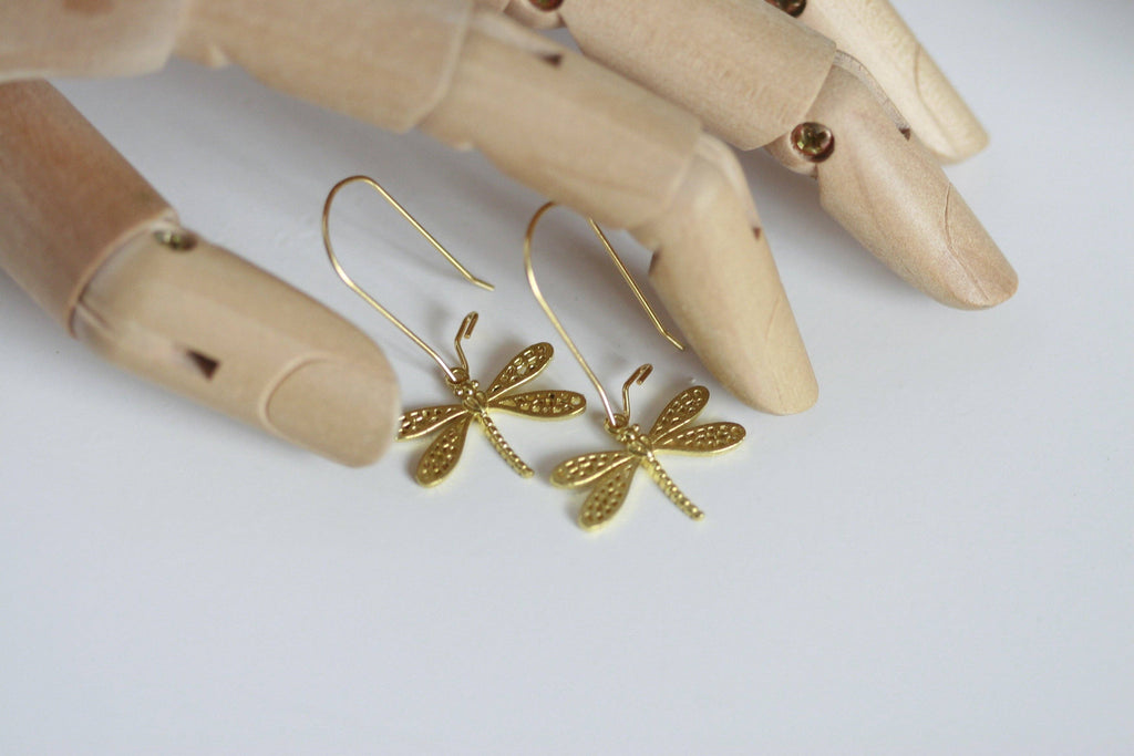 Intricate Dragonfly Earrings | Brass | Kaiko Studio