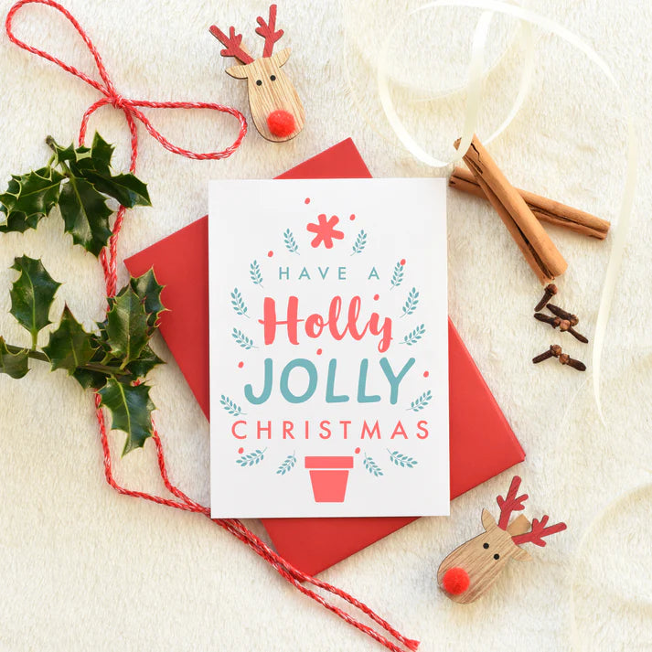 Holly Jolly Christmas A Very Merry Christmas - Greeting card
