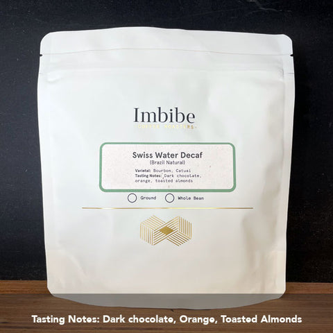 Imbibe Coffee - Brazil - Decaf - 250g Wholebean Coffee