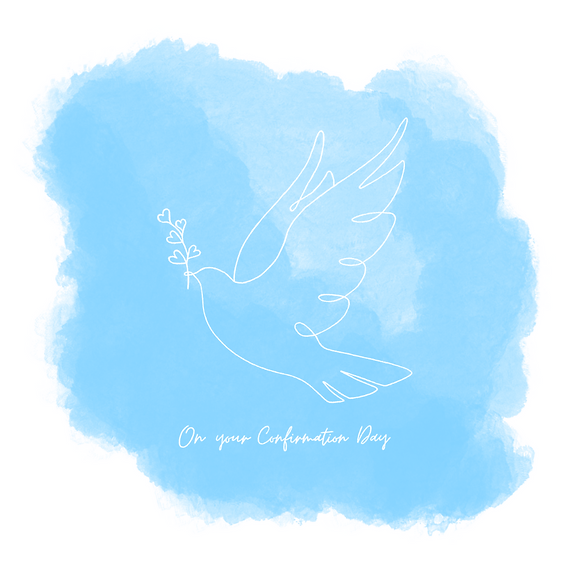 On your Confirmation Day - White Dove on Blue