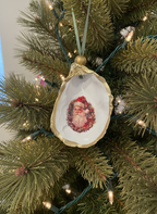 Oyster shell ornament with Santa Claus on a Christmas tree