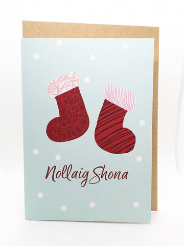 Nollaig Shona Stockings Greeting Card