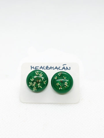 Mealbhacán - Small Round Studs - Dark Green